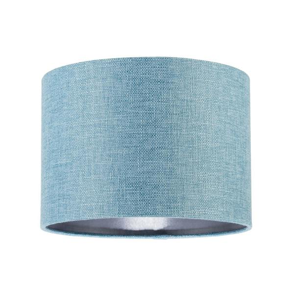 Contemporary and Sleek Blue Nova Plain Linen Fabric Drum Lamp Shade Image 1