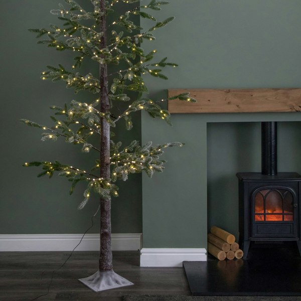 Samuel Alexander 8ft (2.40m) Tall Light up Christmas Snow Tree with 412 Warm White LEDs