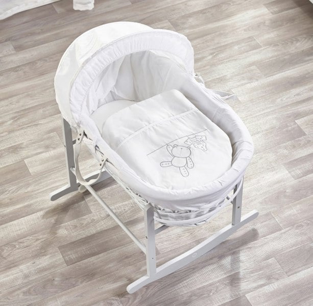 Kinder Valley White Teddy Wash Day White Wicker Moses Basket