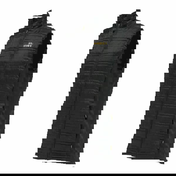 Stanley Banff Mens Ripstop Water Resistant Work Gilet Body Warmer, black sleeveless insulated vest with front zipper and quilted design.