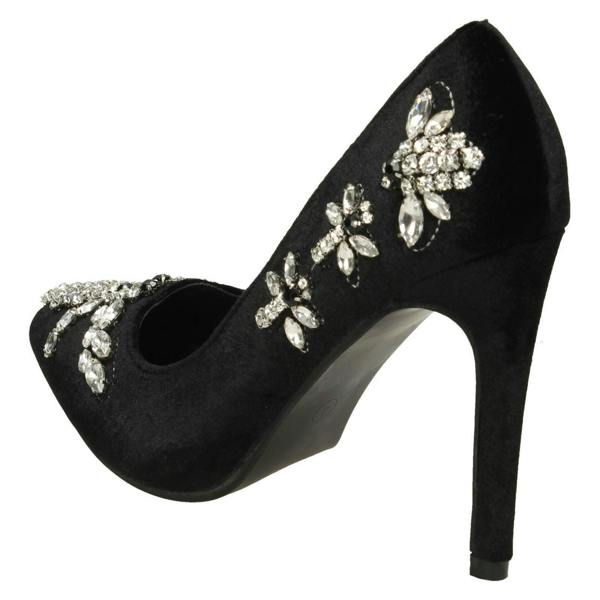 Anne Michelle Ladies Anne Michelle Dragonfly Jewel Trim Court Shoes