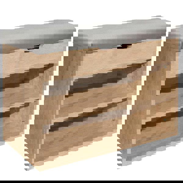 Gr8 Home Wooden Ottoman Shoes Storage Rack Bench Padded Grey Seat Cabinet Cupboard Stand