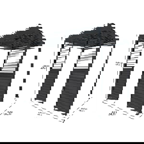 Monstershop Anthracite Aluminium Pergola With White Blinds & 2 Shutter Panels - 3m x 3m