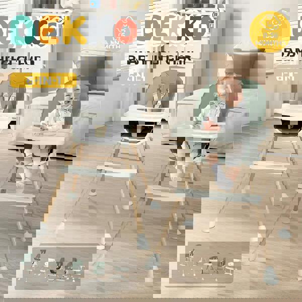 Dekko 6-In-1 Baby High Chair Kids Feeding Eating Seat Removable Adjustable Tray