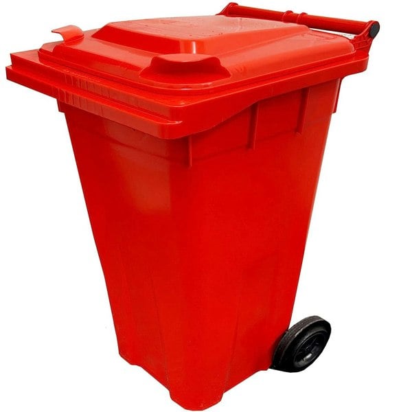 240L Standard Sized Outdoor Recycling Wheelie Bin With Rubber Wheels & Lid