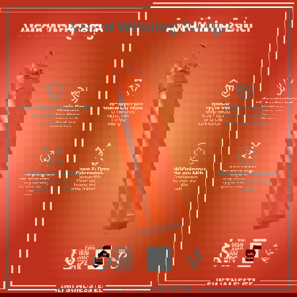 ION8 Leak Proof Slim Water Bottle, Stainless Steel, Hearty Orange, 600ml (20oz)