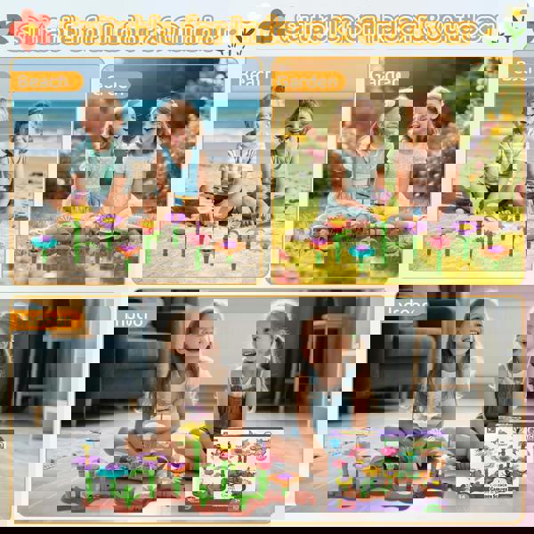 deAO 54PCS DIY Flower Garden Toy - Creative Building & Planting STEM Playset for Girls Ages 3–6