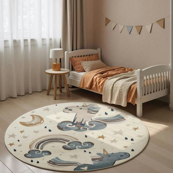 Adventures Kids Rug Einhorn Cream Multicolor Sound-absorbing, Soft durable