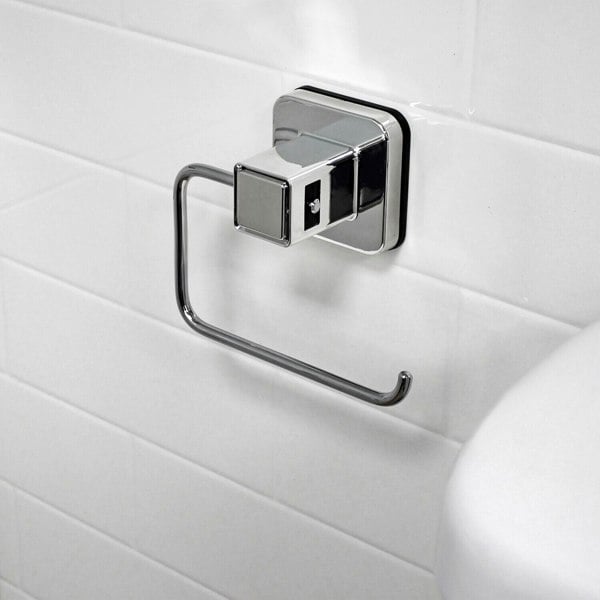 Showerdrape Pushloc Stainless Steel Suction Wall Mounted Toilet Roll Holder