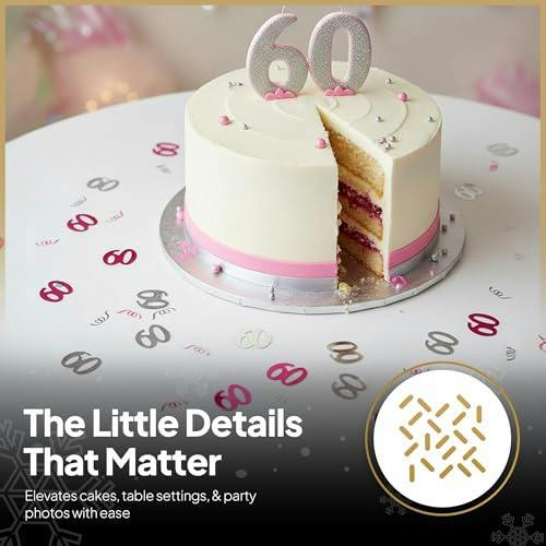 60th Birthday Pink and Silver Metallic Confetti Table Decorations, Pack Sizes for Party Styling image 6