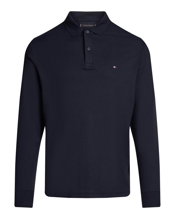 Tommy Hilfiger Liquid Cotton Mens Long Sleeve Polo - Desert Sky