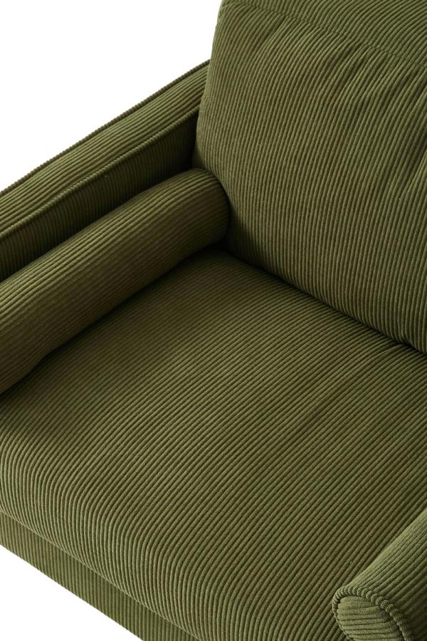 Living and Home Green Corduroy Upholstered Single Sofa Armchair