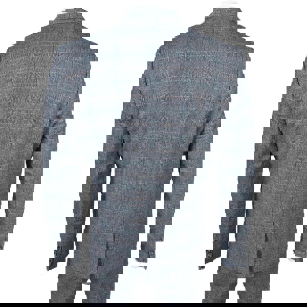 TruClothing STZ74 - Men's 3 Piece Suit Wool Tweed Light Blue Grey Check