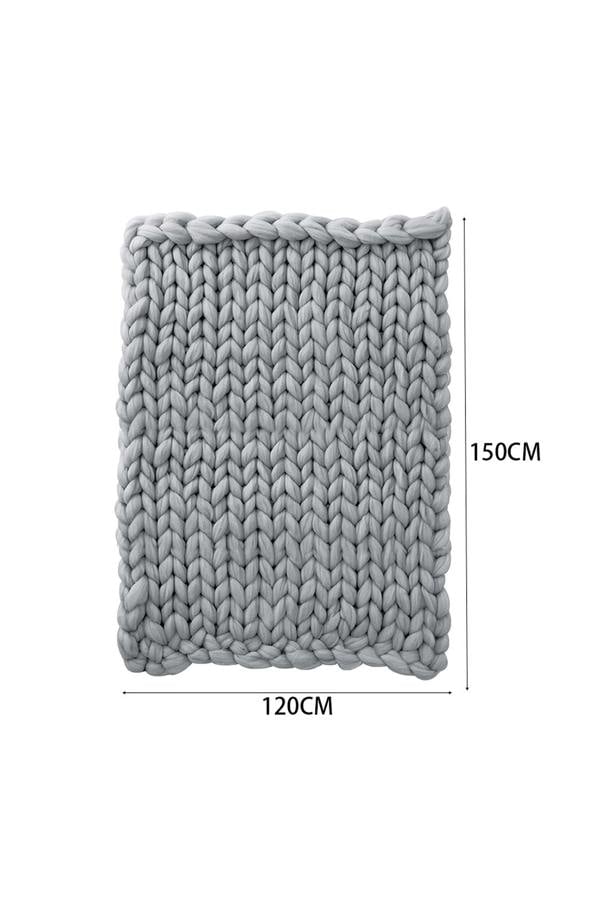 Living and Home 120x150cm Chunky Cable Knit Blanket Thick Yarn Stretch Throw for Sofa, Bed & Chair