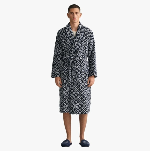 GANT G-PATTERN Unisex Bathrobe Evening Blue