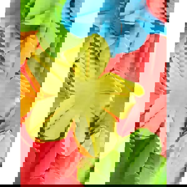 Yellow flower rubber swim cap with green leaves and red center