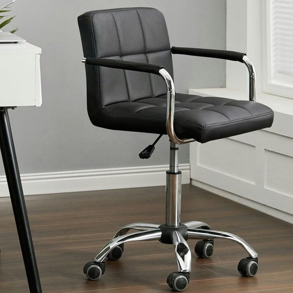 Low Back Faux Leather with Chrome Base Living and Home