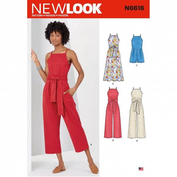 New Look Sewing Pattern 6616, Dresses, Jumpsuits for Women, A (8-10-12-14-16-18-20) - Intermediate