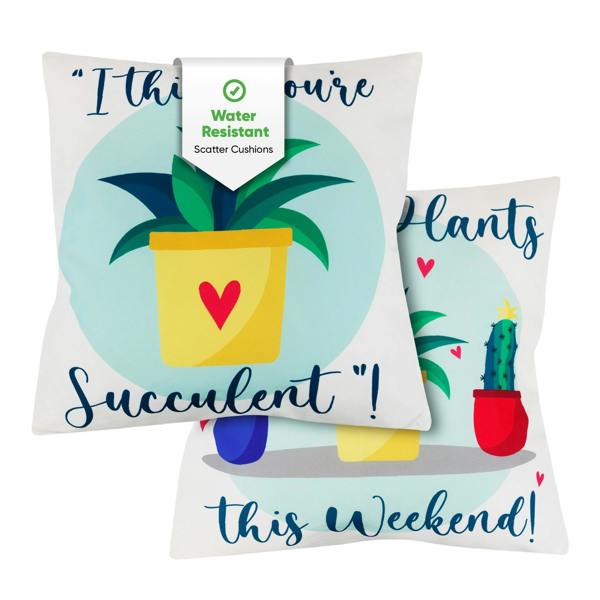 Gardenwize Pair of Outdoor Scatter Cushions – Succulent Design