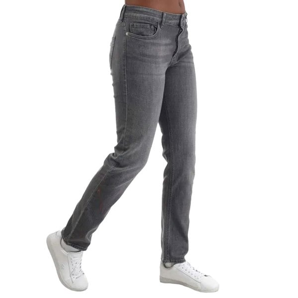 Emporio Armani Womens J60 Leather Patch Regular Jeans - Grey