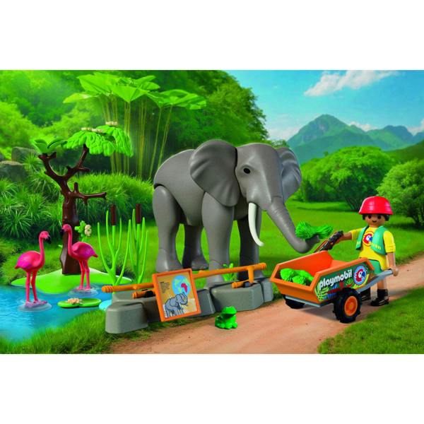 Playmobil Elephant with Zoo Keeper - 72068 Playset