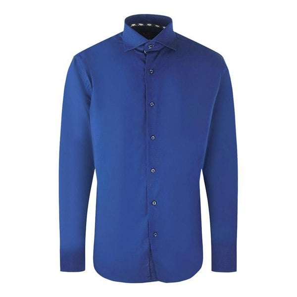 Aquascutum Mens Plain Long-Sleeved Shirt - Navy