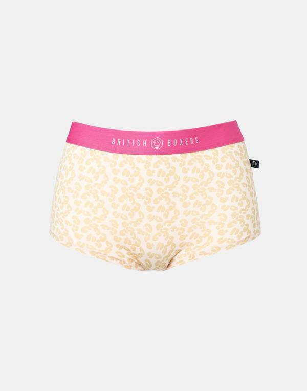 British Boxers Multipack! 4 Pairs of Women's Bamboo Hipster Boxer Briefs – Leopard Rose