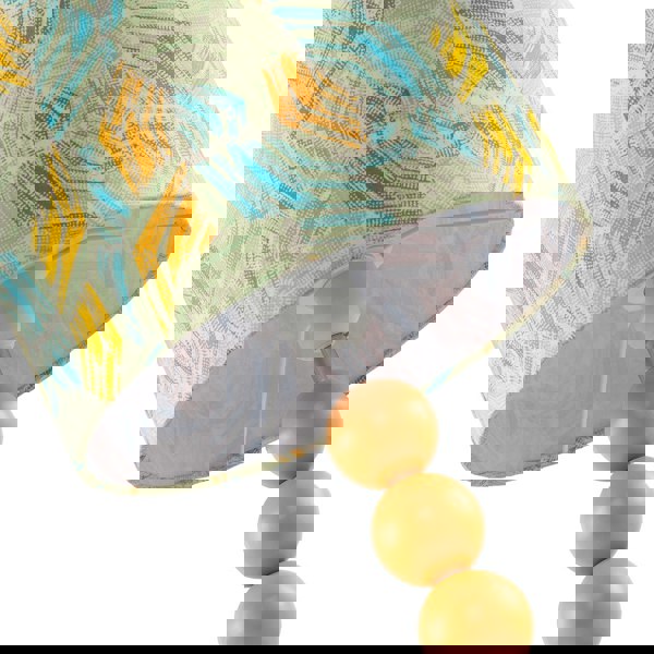 Chic Yellow Table Lamp with Graphic Style Multi Colour Fabric Shade Image 3