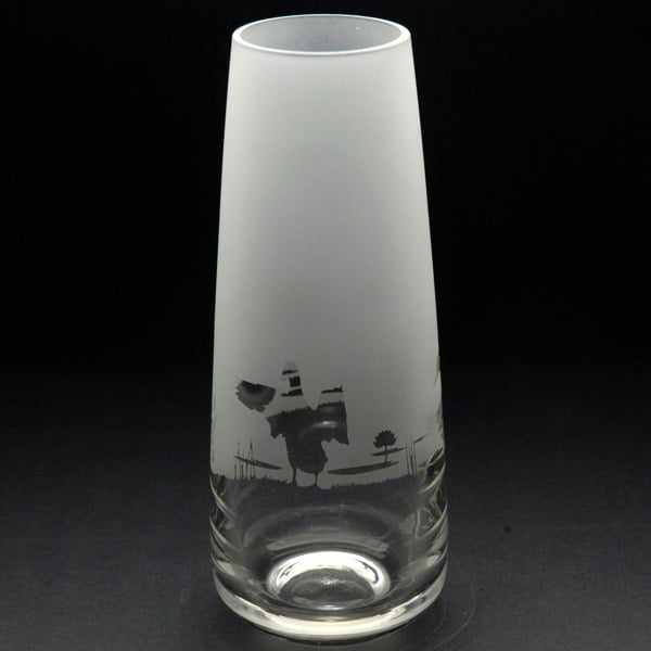 Glyptic Glass Art Duck Glass Bud Vase - Hand Etched/Engraved Gift