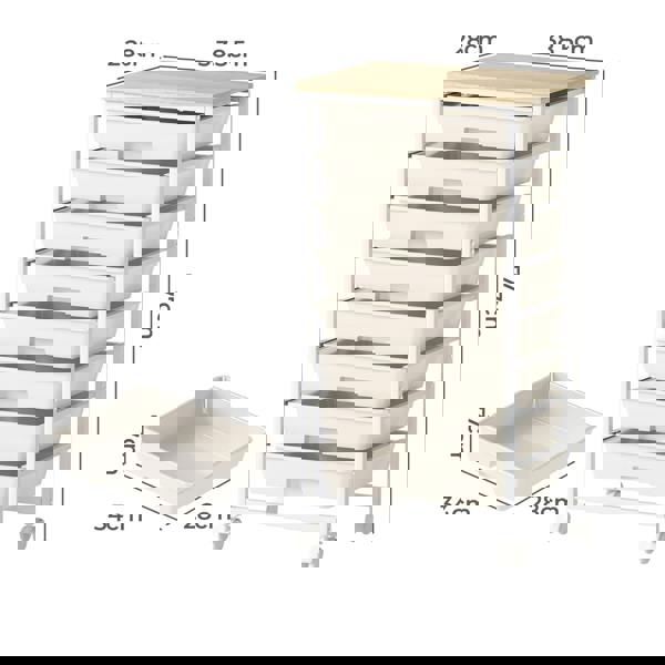 Levede 8 Drawers Storage Trolley Utility Cart Plastic Mobile Organiser Unit