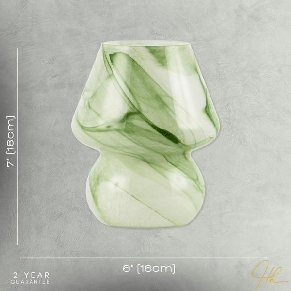 Modern Mini Mushroom Glass Table Lamp with Green Marble Effect Pattern Image 7