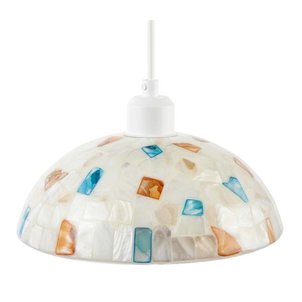 Mother of Pearl Mosaic Dome Pendant Lighting Shade with Coloured Tiles Image 4