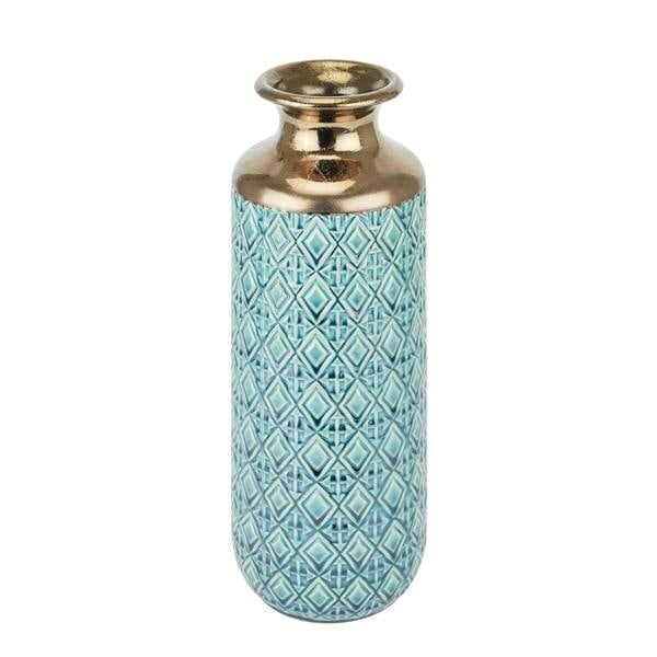 Hill Interiors Seville Collection Paragon Flute Vase - Antique Gold/Pale Teal - 