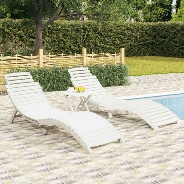 Berkfield Sun Loungers 2 pcs White 184x55x64 cm Solid Wood Acacia