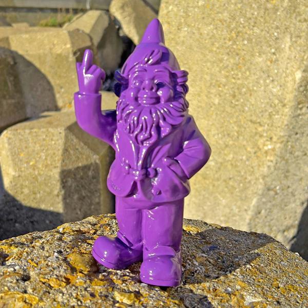 Stoobz Purple Middle Finger F**k You Garden Gnome 20cm