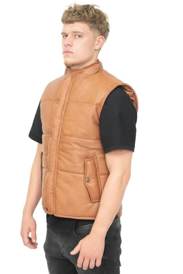 Infinity Leather Mens Classic Leather Puffer Waistcoat-Nottingham