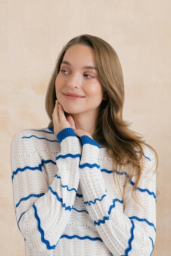 Lily & Me Sophie Pointelle Cotton Stripe Jumper