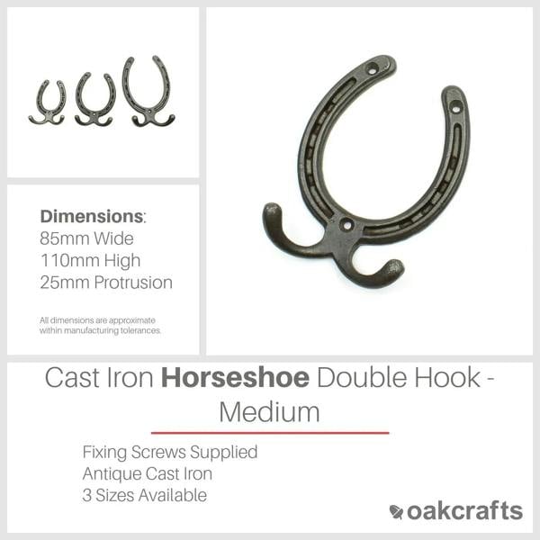 Antique Cast Iron Horseshoe Double Hook
