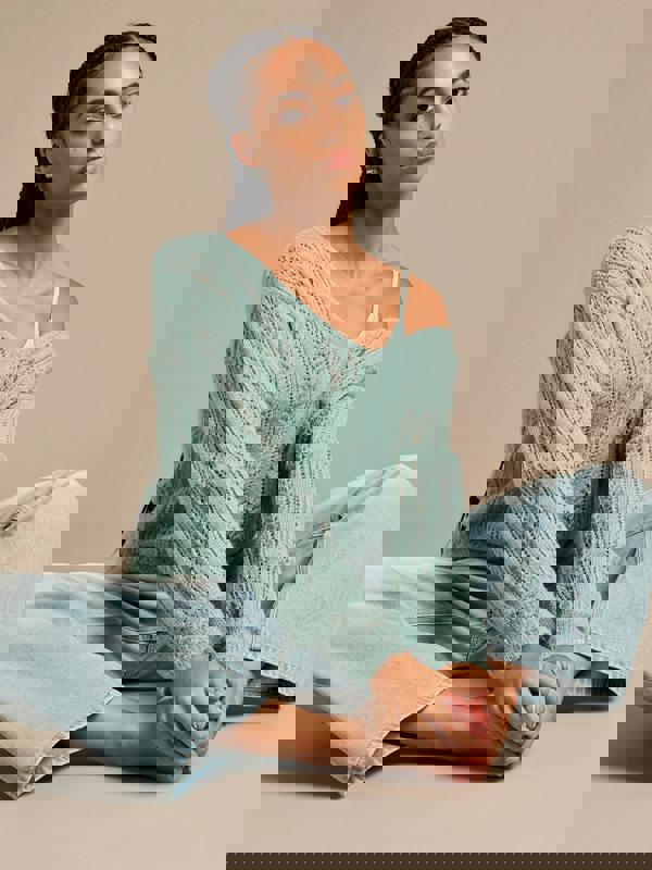 Arla-Bailey Duck Egg Wool Knit Top | GWD Fashion