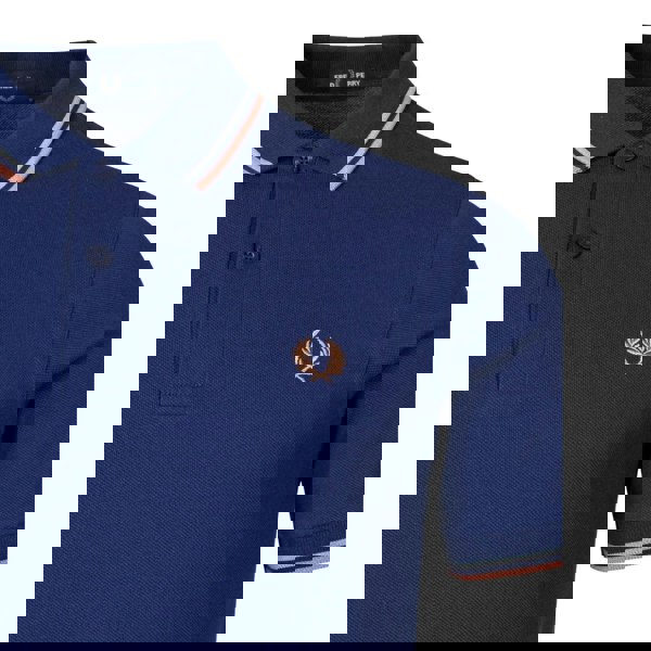 FRED PERRY M3600 T49 FRENCH NAVY/RUST/SEAGREASS TWIN TIPPED POLO SHIRT M