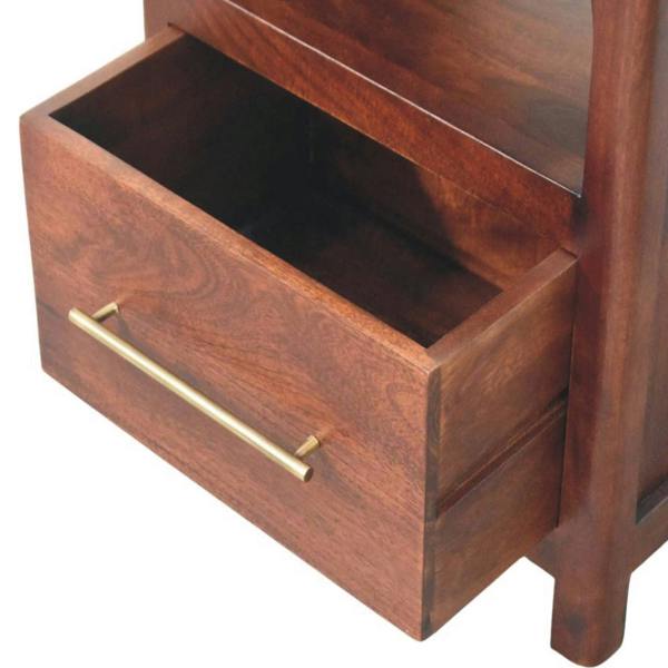 Artisan Furniture Solid Wood Arched Edge 1 Drawer Bedside, 1 Open Slot, Brown