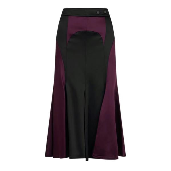 Off White Womens/Ladies Two Tone Satin Regular Midi Skirt - Black/Burgundy - 