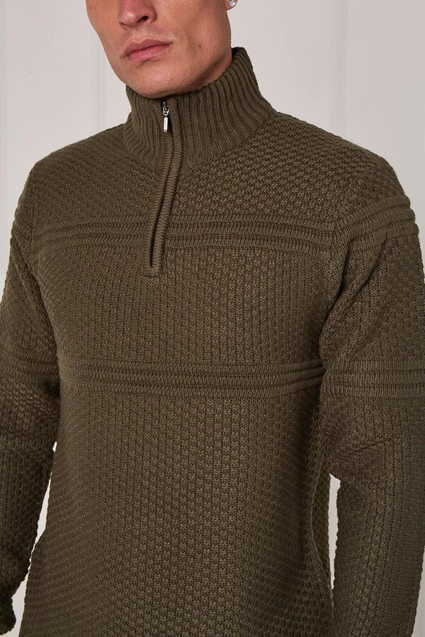Elaina Fashion Men’s Textured Half Zip Jumper