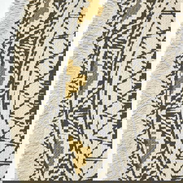 HOMESCAPES Black & Gold 100% Cotton Mandala Printed Round Rug