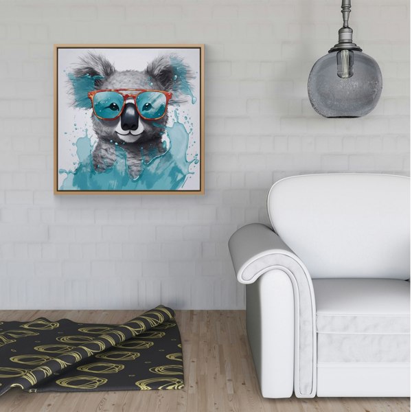 Warren Reed Splash Art Koala In Glasses Framed Canvas