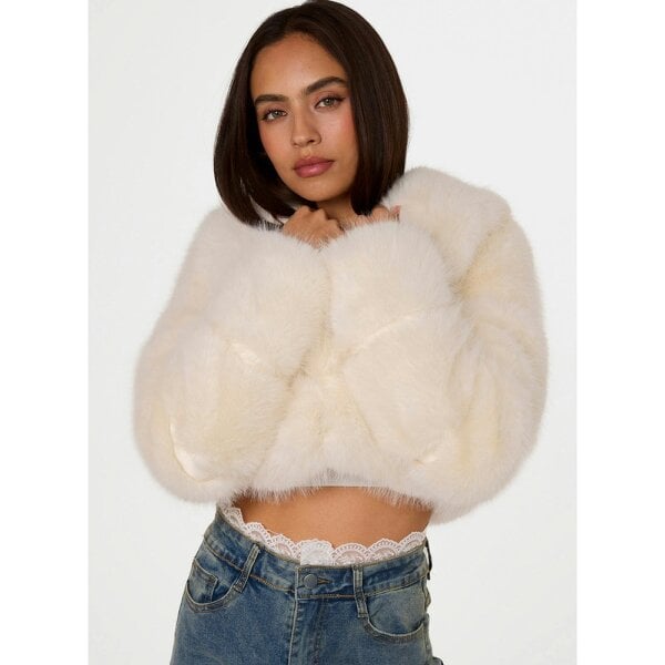 Pink Vanilla Pelted Fur Crop Jacket