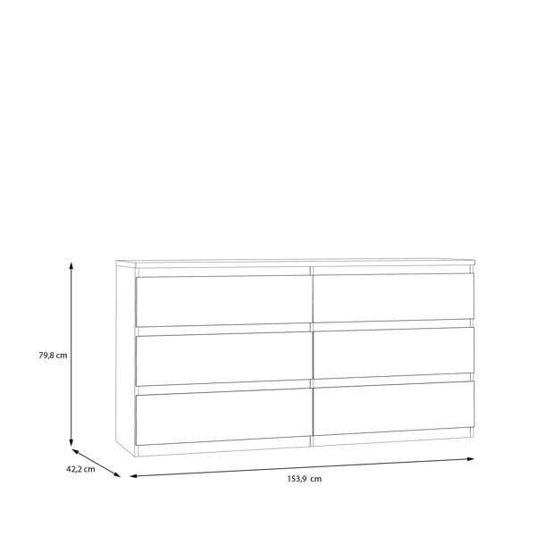 Edmore 6 Drawer Wide Chest in White