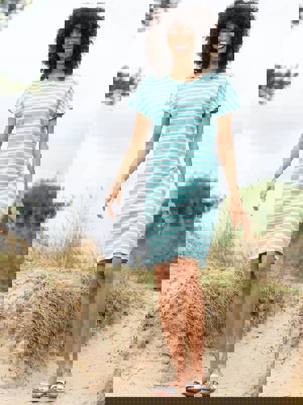 Kite Womens Organic Alum Jersey Dress Lagoon Stripe