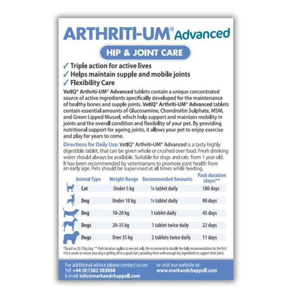 Mark & Chappell M&C Vetiq Arthriti-Um Advance 45 Tablets