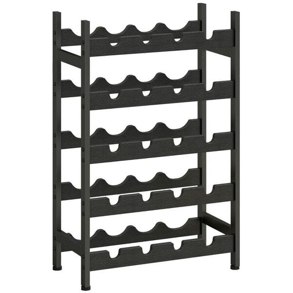 Wine Rack Freestanding Industrial Liquor Cabinet 5-Tier 20 Bottles Bar Stand with Adjustable Feet, Black